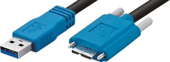 USB 3.0, Standardkabel, gerade, verschraubbar, 3m The Imaging Source CA-USB30-AmB-BLS/3