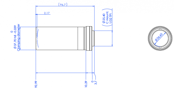 43.1 mm WD C-Mount Telecentric Lens Opto Engineering TC12016