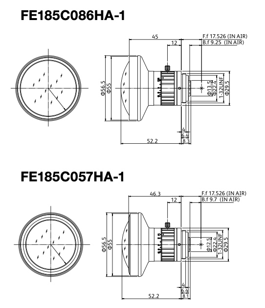 Fujinon-FE185-Fisheye-Lens-series-Drawing