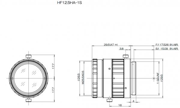 12,5 mm C-Mount Lens Fujinon HF12.5HA-1S - 1.4/ 12,5mm | Vision