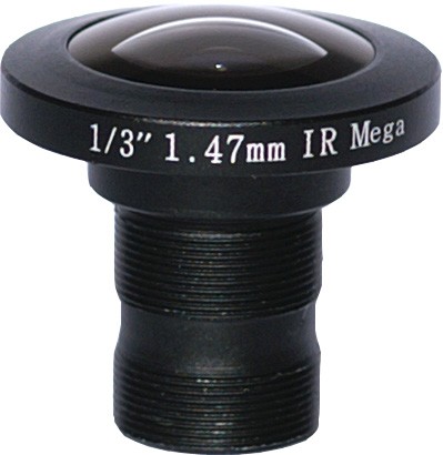 1,47MM MEGAPIXEL Mini Wide Angle Lens Fisheye M12x0,5 mm (S Mount) 1/3 "BOARD-LENS with IRCUT filter opening angle 195 °