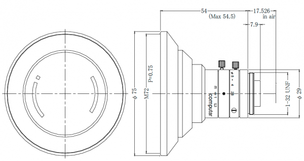 5 mm C-Mount 6MP Objektiv Computar M0528-MPW3_Dimensions