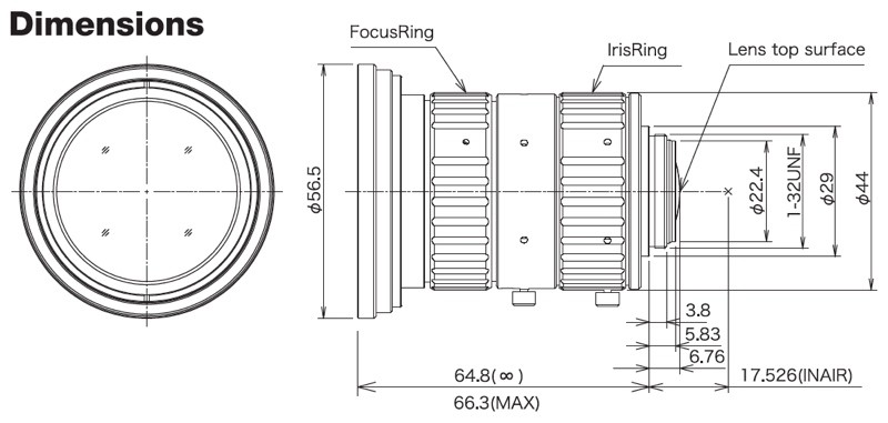 Computar-Machine-Vision-Lens-F1228-MPT-Drawing