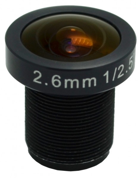 2.6 mm megapixel M12x0.5 Lens Wide-IRC Mini Lens 110 ° aperture angle, replacement lens for GoPro Hero 2 and 3