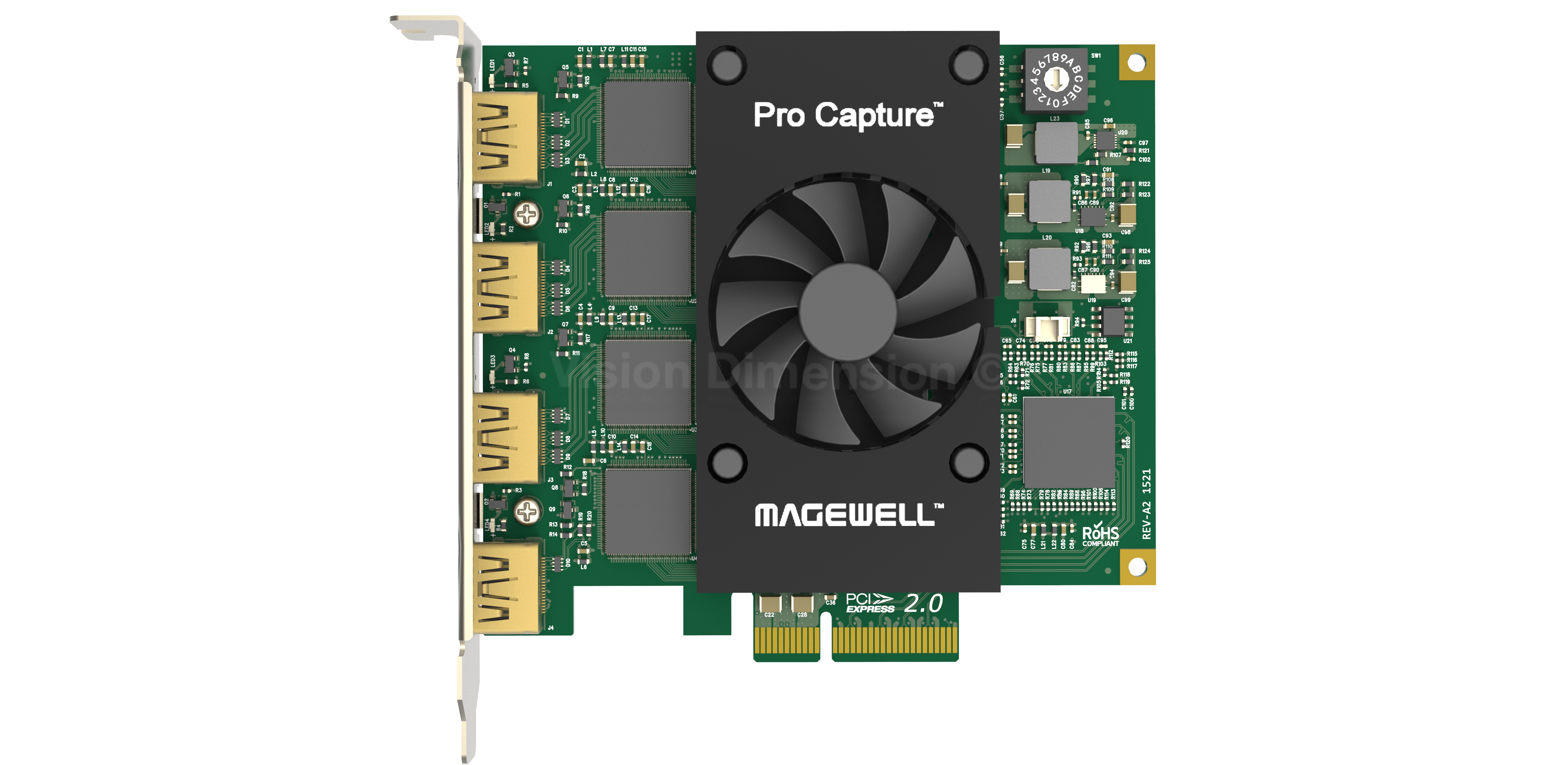 Magewell Pro Capture Quad HDMI Card Vision Dimension